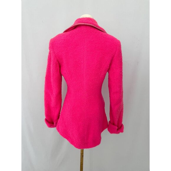 y2k vintage hot pink oversized collar unique statement wool coat made in Italy - Picture 2 of 7